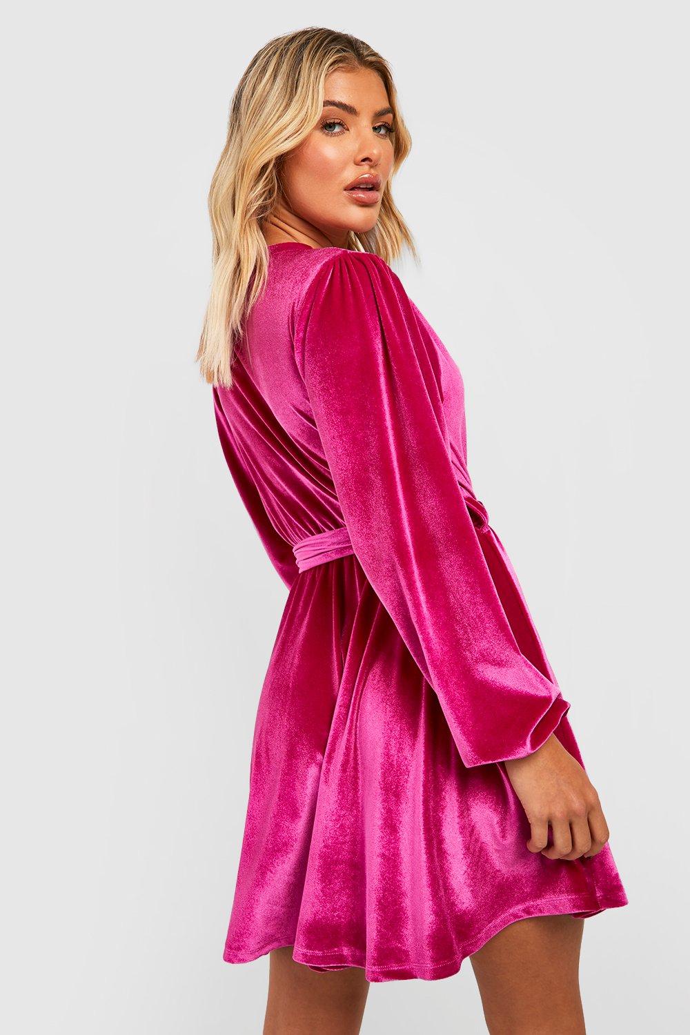 Hot pink 2024 velvet dress